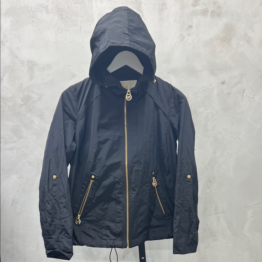 Michael Kors Hooded Nylon Jacket with Gold Accents